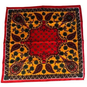 Vibrant Red and Orange Paisley Scarf